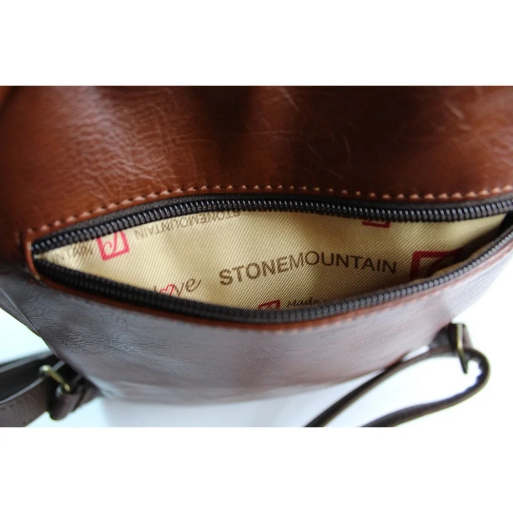 Stone Mountain USA Brown Faux leather Mini Backpack Sling Bag